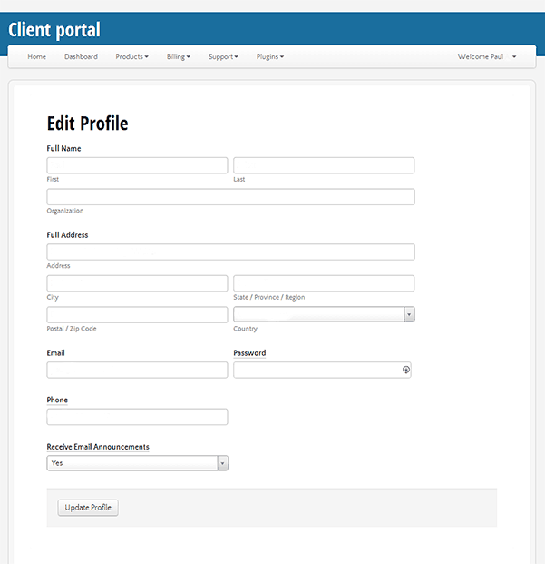 Client Portal Details Page