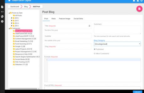 clearFusion Blog Screenshot  - Create a Page