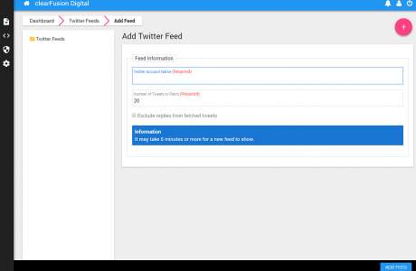 clearFusionCMS Twitter Feed Screenshot  -  Add a Twitter Feed